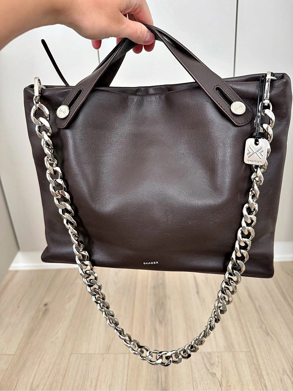 SKAGEN Brown Chain Strap Shoulder Bag Like New
